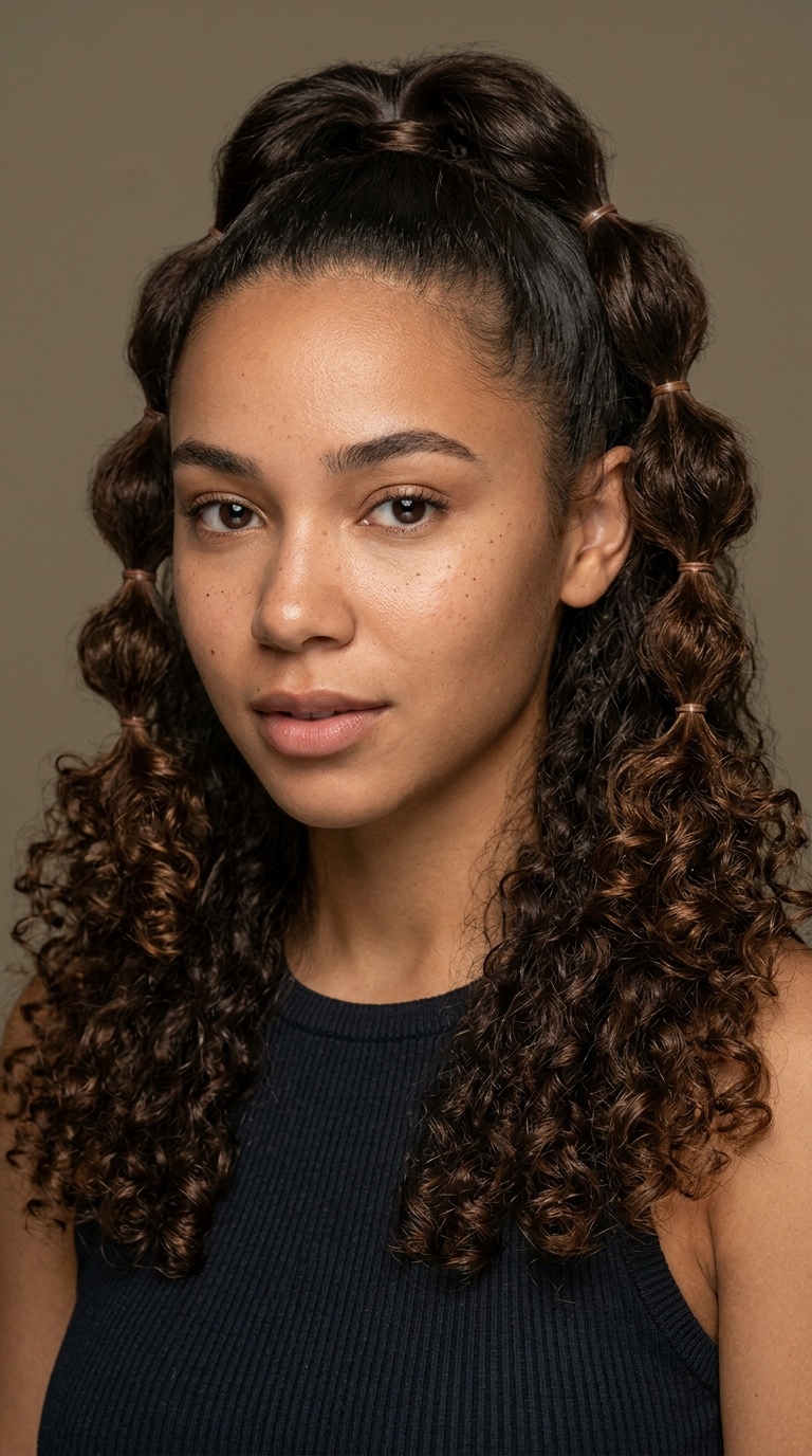 Bubble Ponytail with Curly Ends