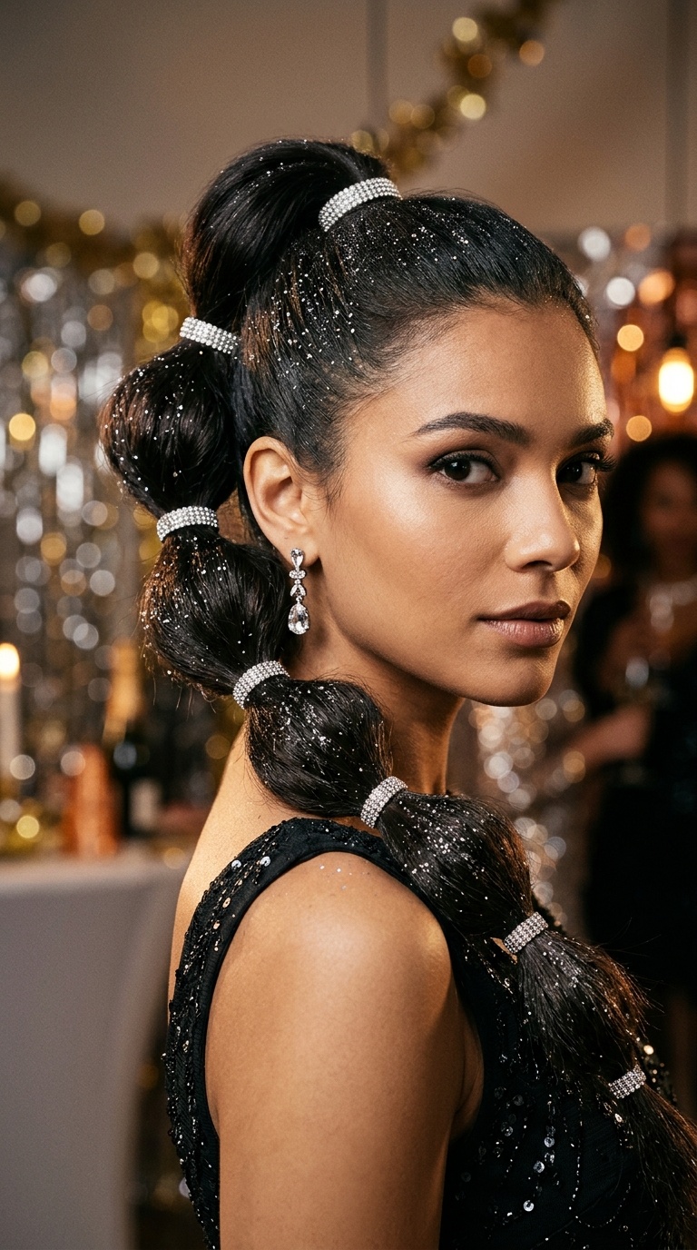 Bubble Ponytail with Glitter