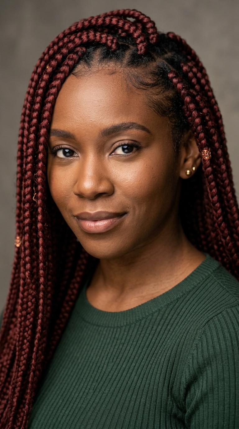 Burgundy Box Braids