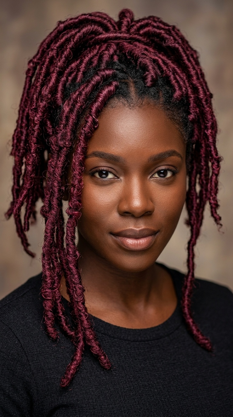 Burgundy Faux Locs (Distressed)