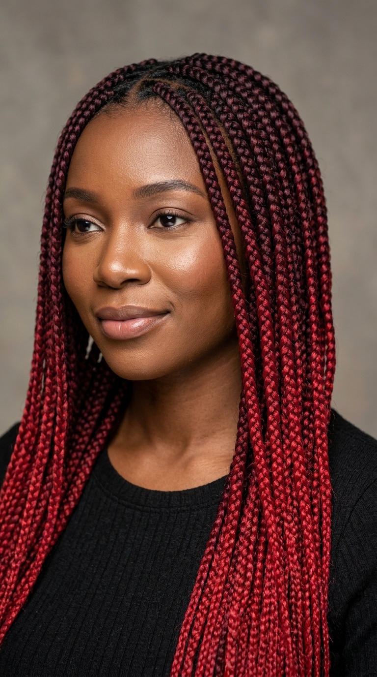 Burgundy to Red Wine Feed-in Braids
