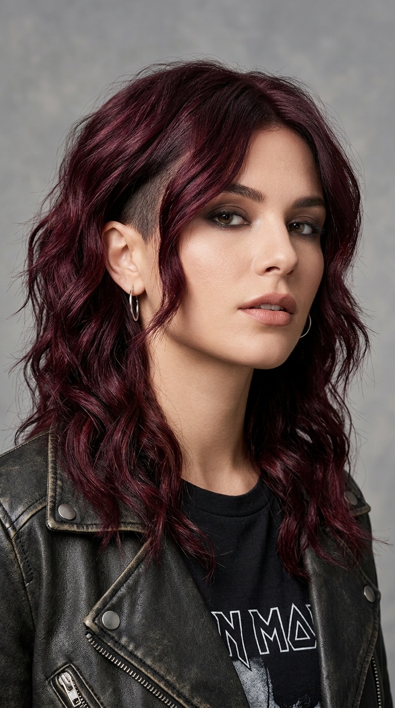 Burgundy Waves with Undercut