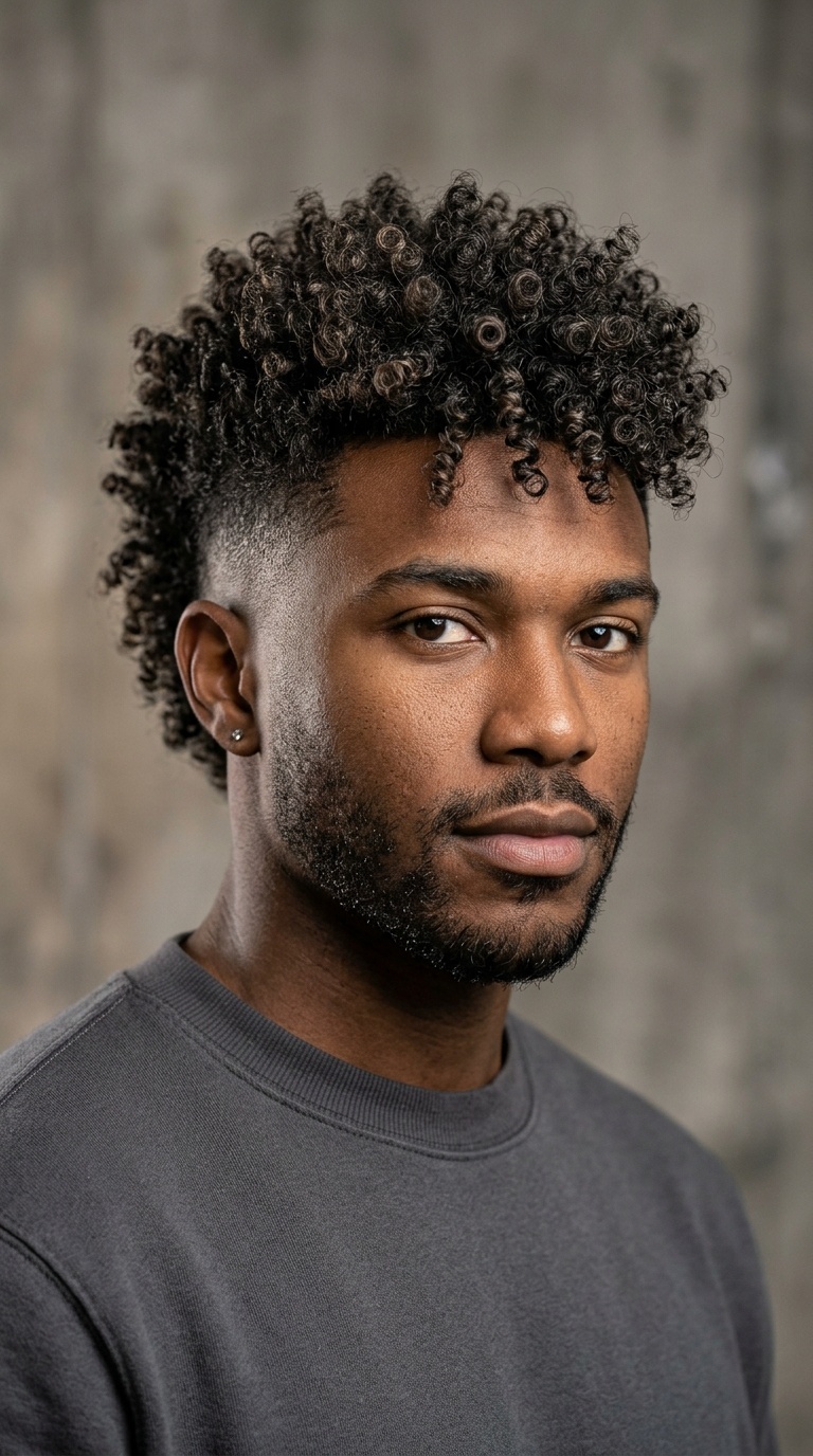 Burst Fade with Curly Mohawk