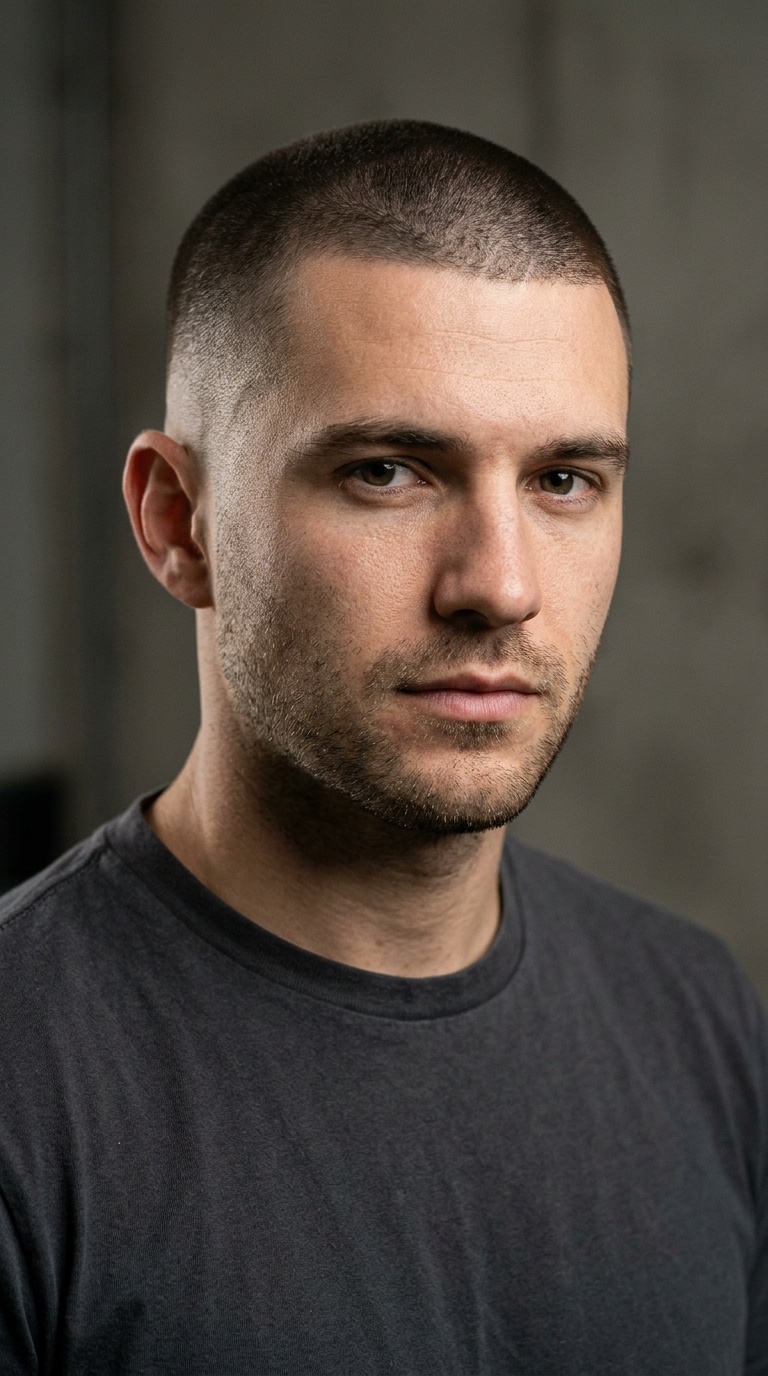 Buzz Cut with Mid Fade