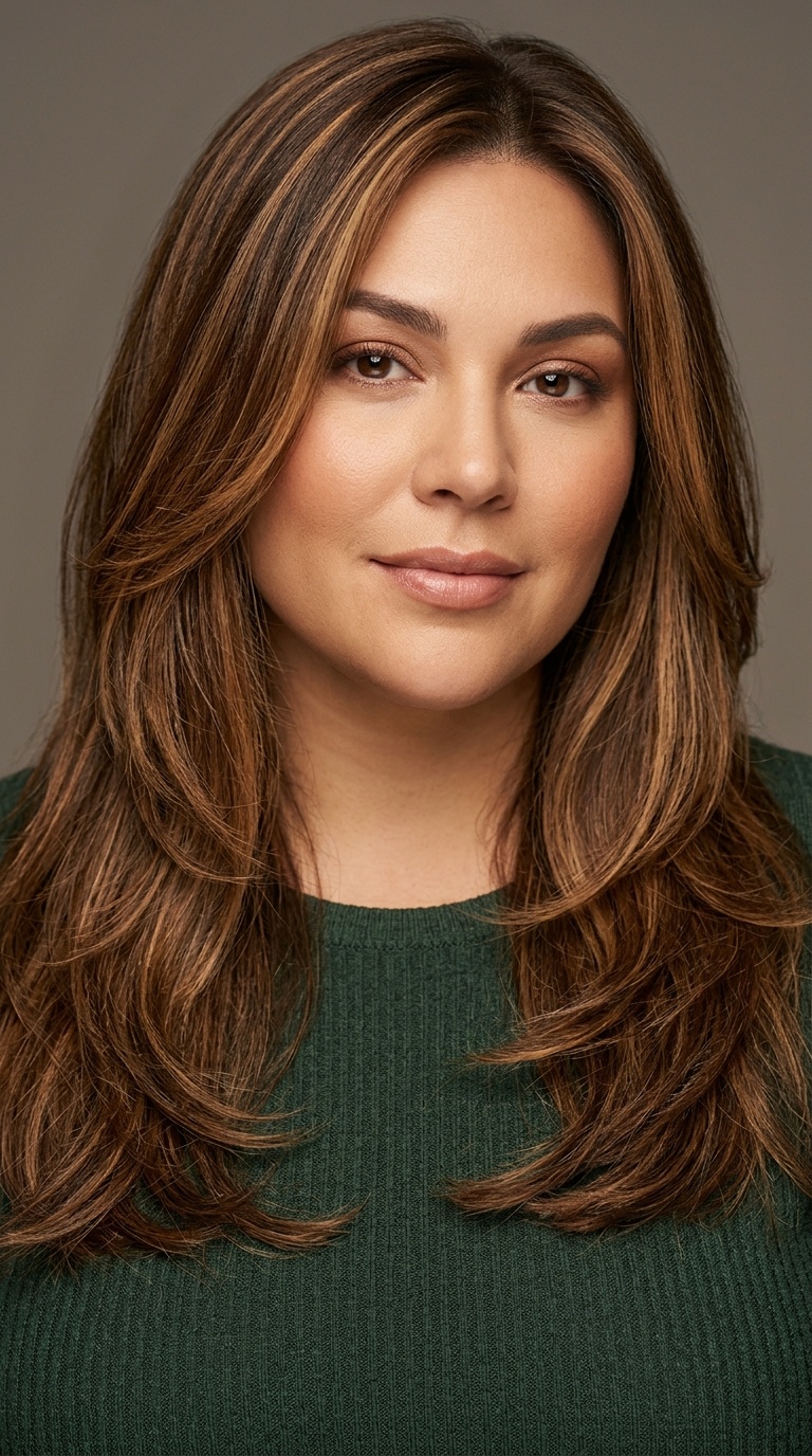 Caramel Highlights on Long Layers