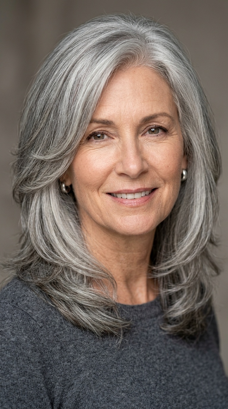 Cascading Layers for Gray Hair