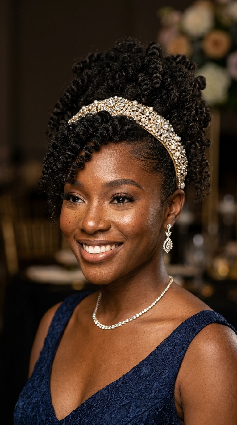 Cascading Pineapple with Jeweled Headband