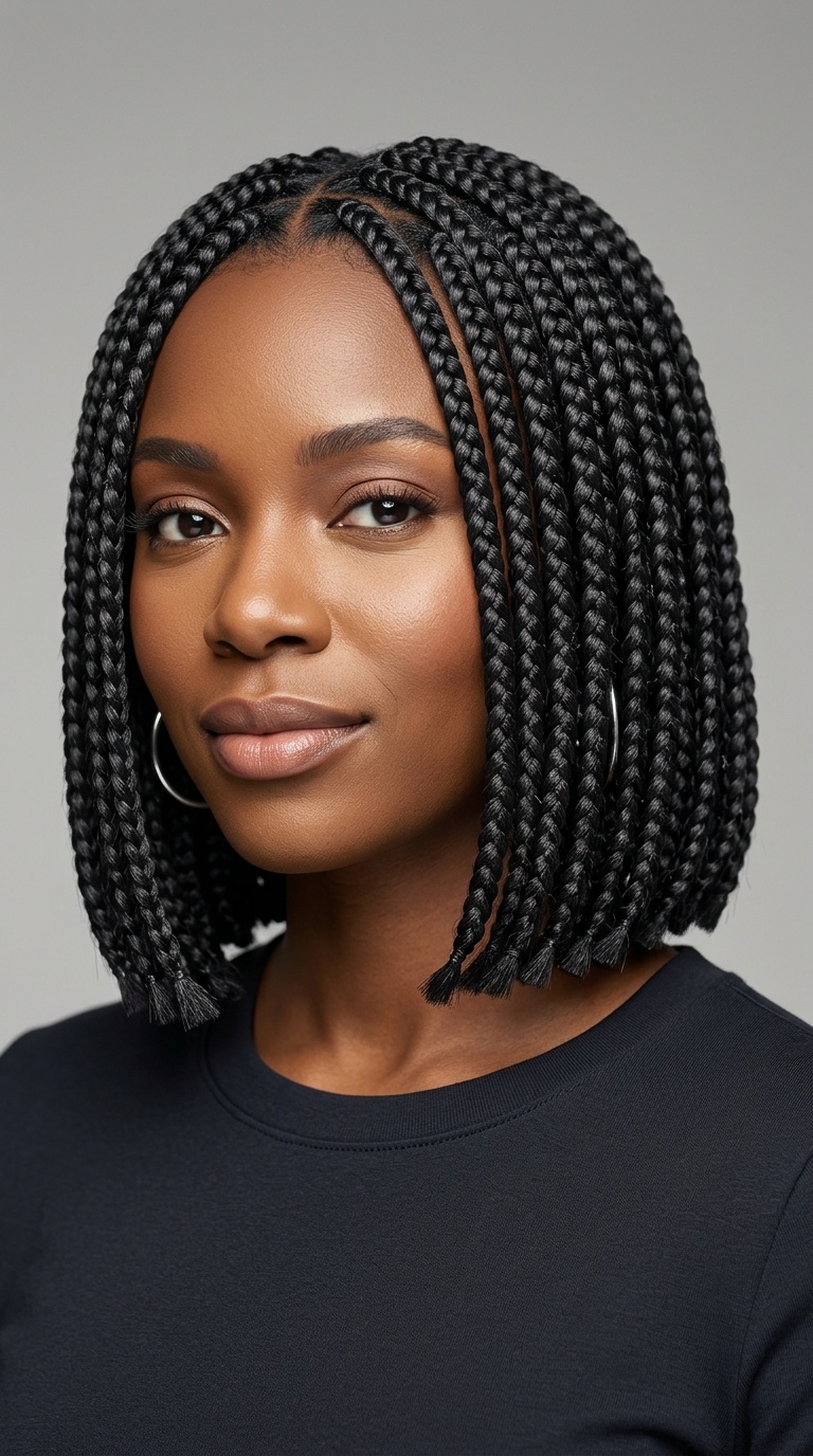Chic Blunt-Cut Box Braid Bob