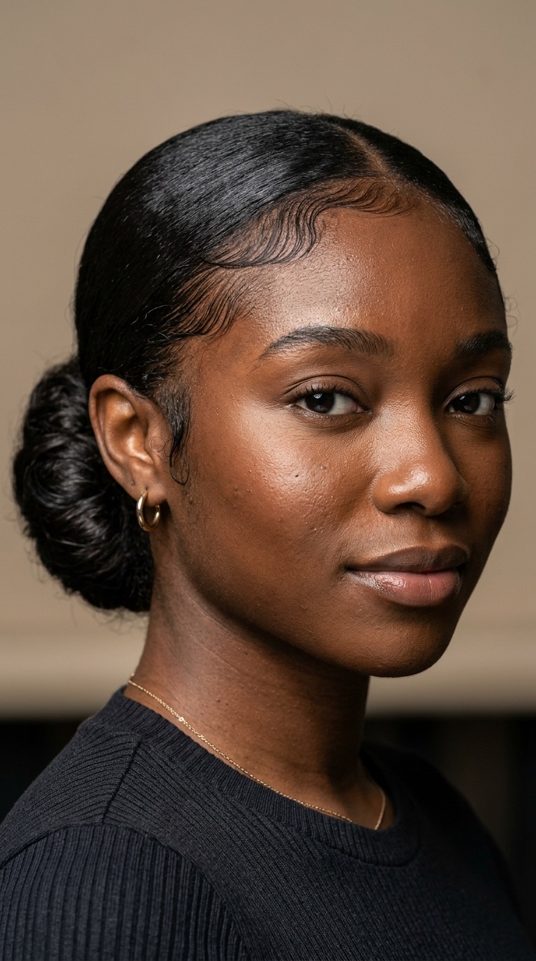 Chic Low Bun with Laid Edges