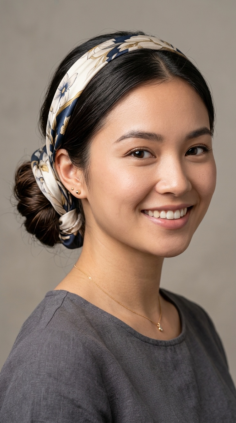 Chignon with a Scarf