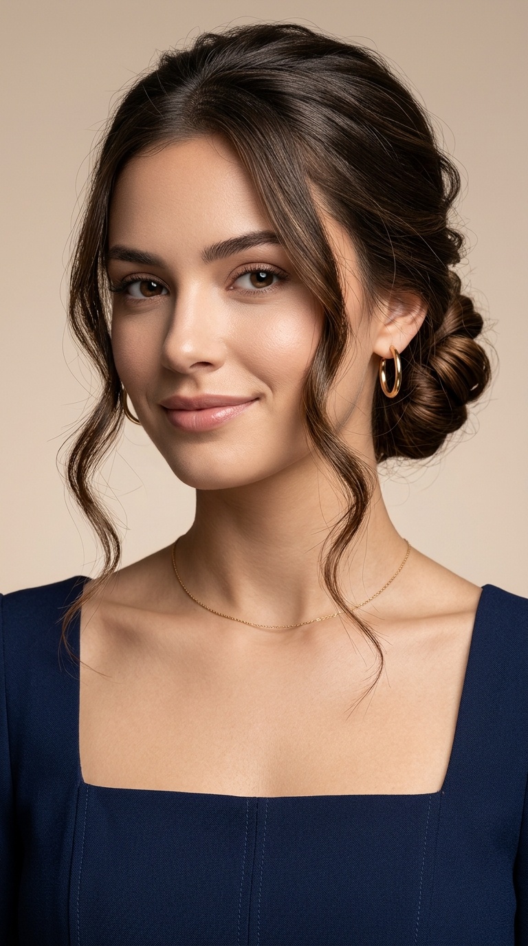 Chignon with Face-Framing Tendrils