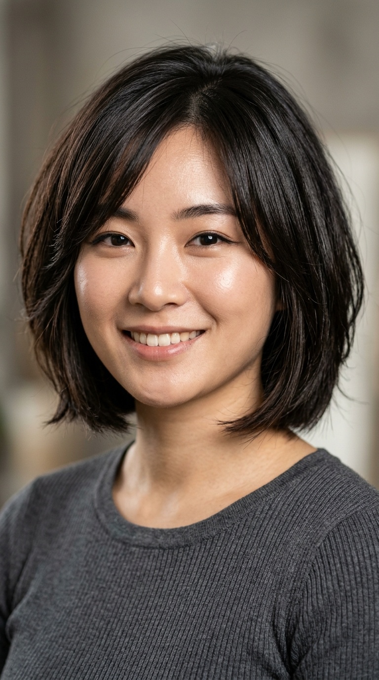 Chin-Length Bob with Internal Layers