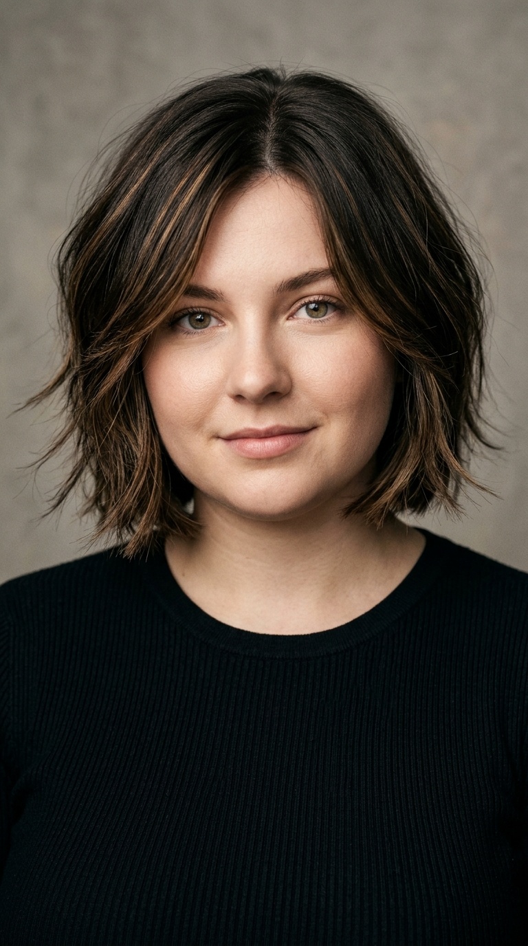 Chin-Length Layered Bob with Side Part
