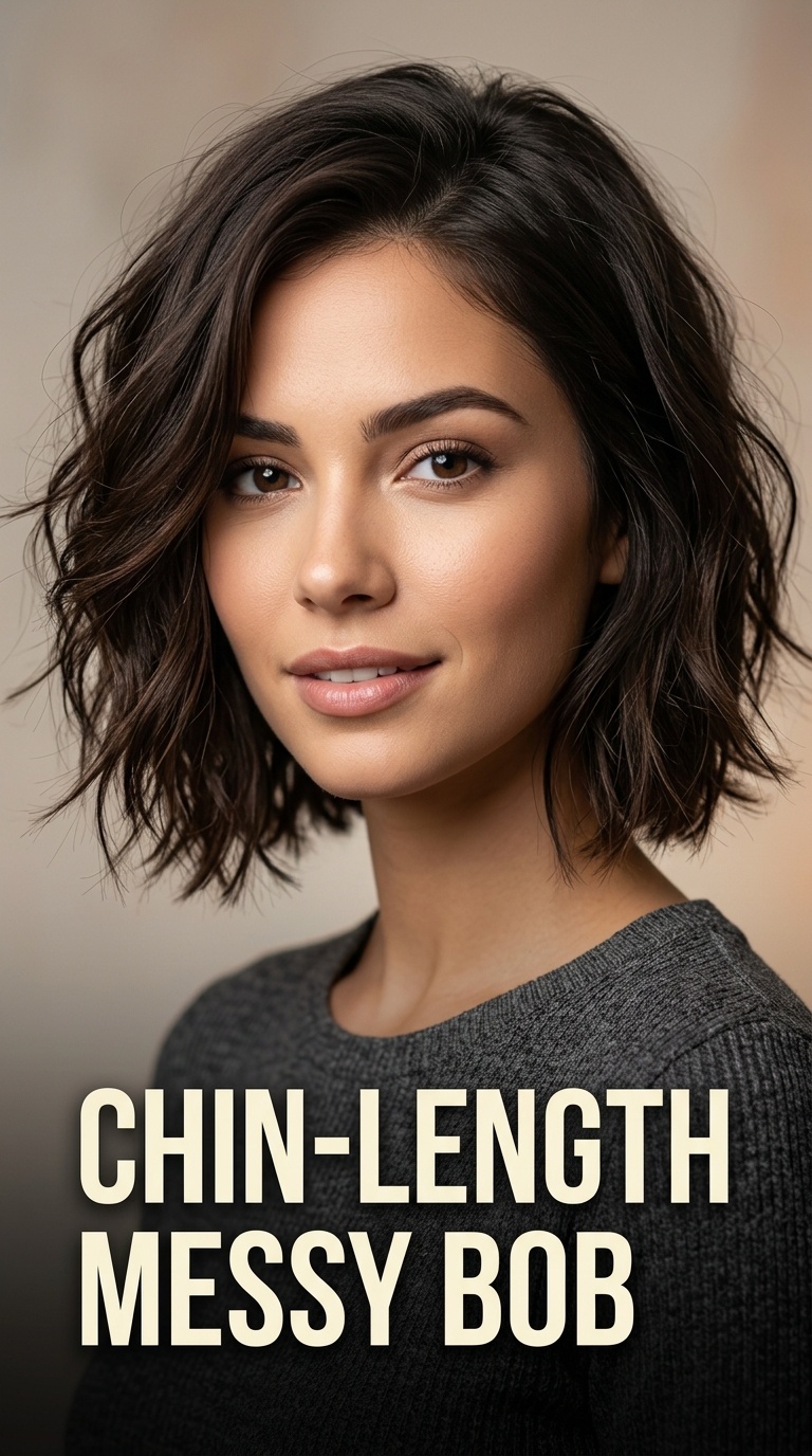 Chin-Length Messy Bob