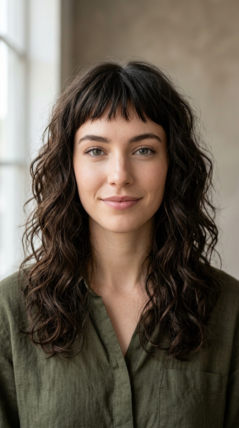 Choppy Baby Bangs with Messy Waves