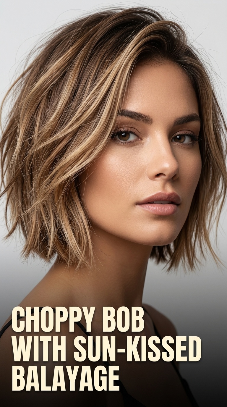 Choppy Bob with Sun-Kissed Balayage