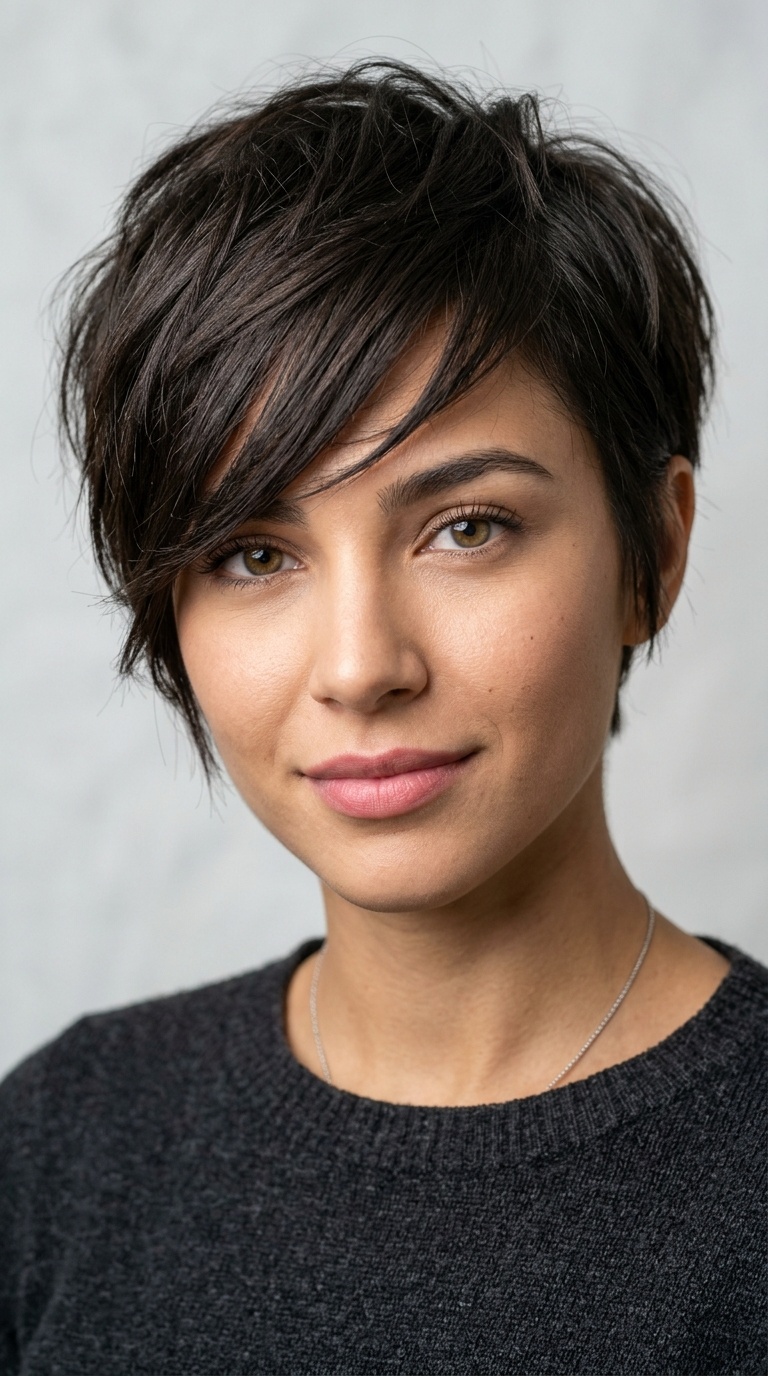 Choppy Pixie with Side-Swept Fringe