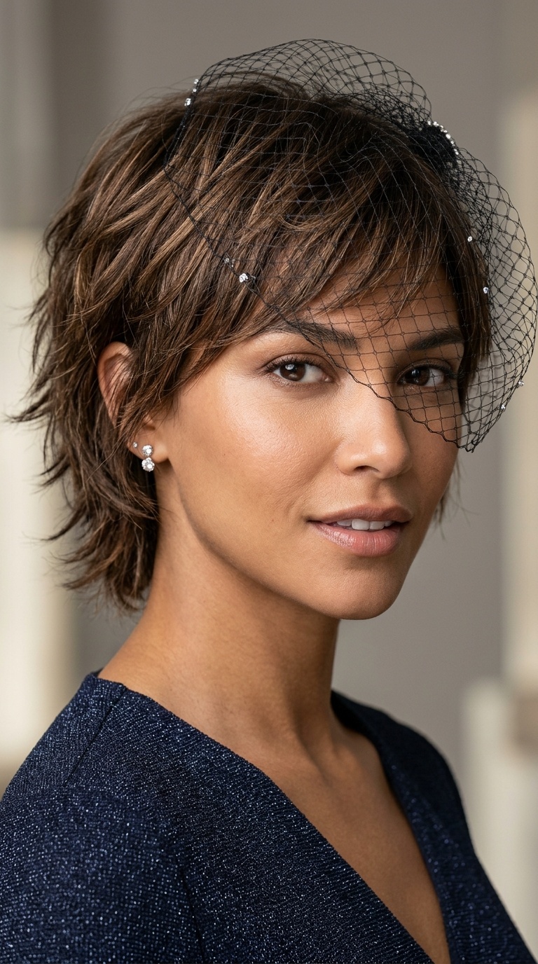 Choppy Shag with Net Veiling
