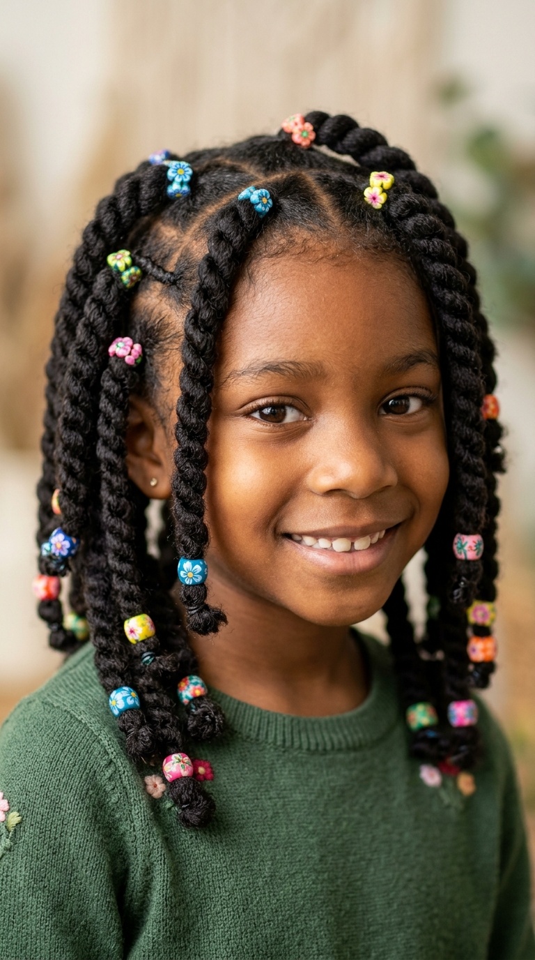 Chunky Wool Twists with Floral Beads