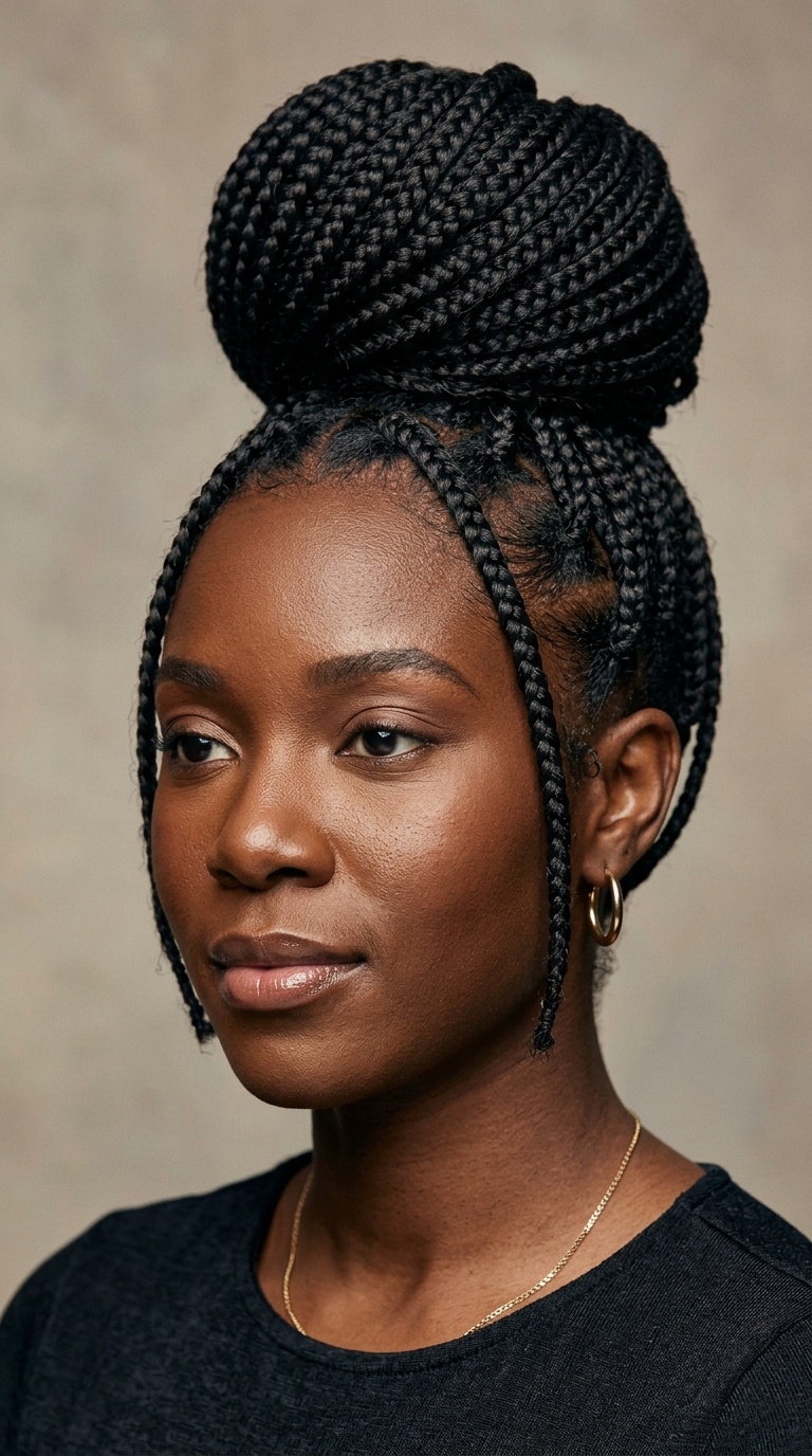 Classic Box Braid High Bun