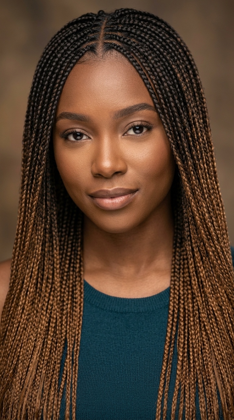 Classic Caramel Ombre Micro Braids
