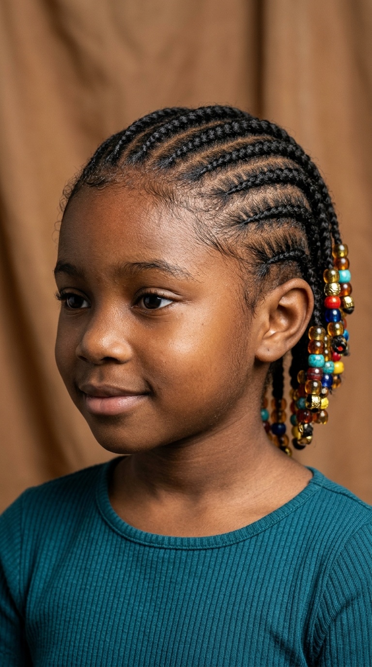 Classic Cornrows with Beaded Ends