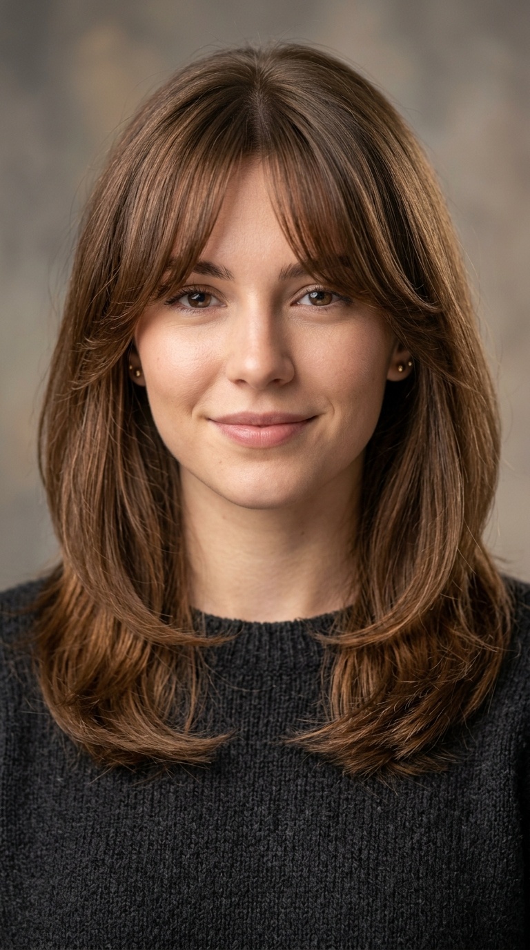 Classic Curtain Bangs with Soft Layers