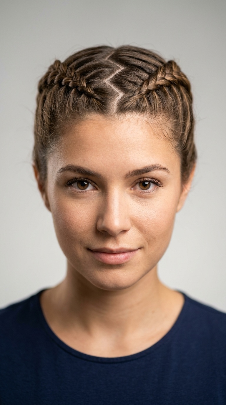 Classic Dutch Braids with a Zig-Zag Part