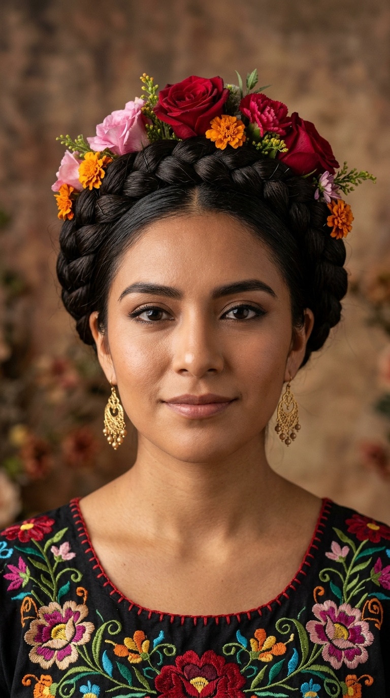 Classic Frida Kahlo Crown Braids