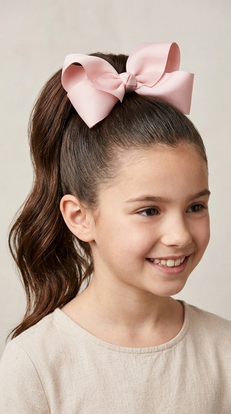 Classic High Ponytail with a Statement Bow
