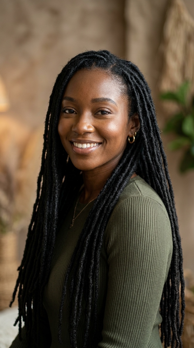 Classic Jet Black Waist-Length Locs