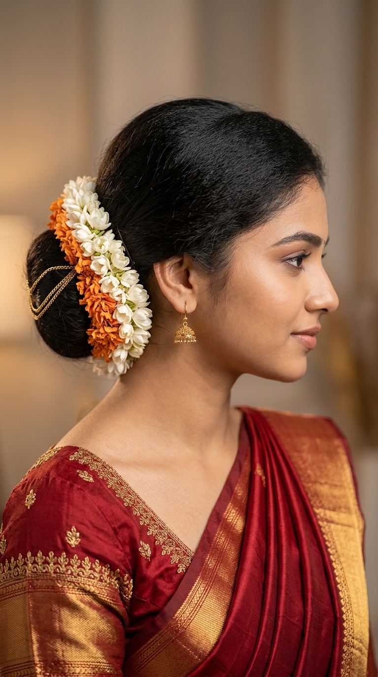 Classic Low Bun with Gajra