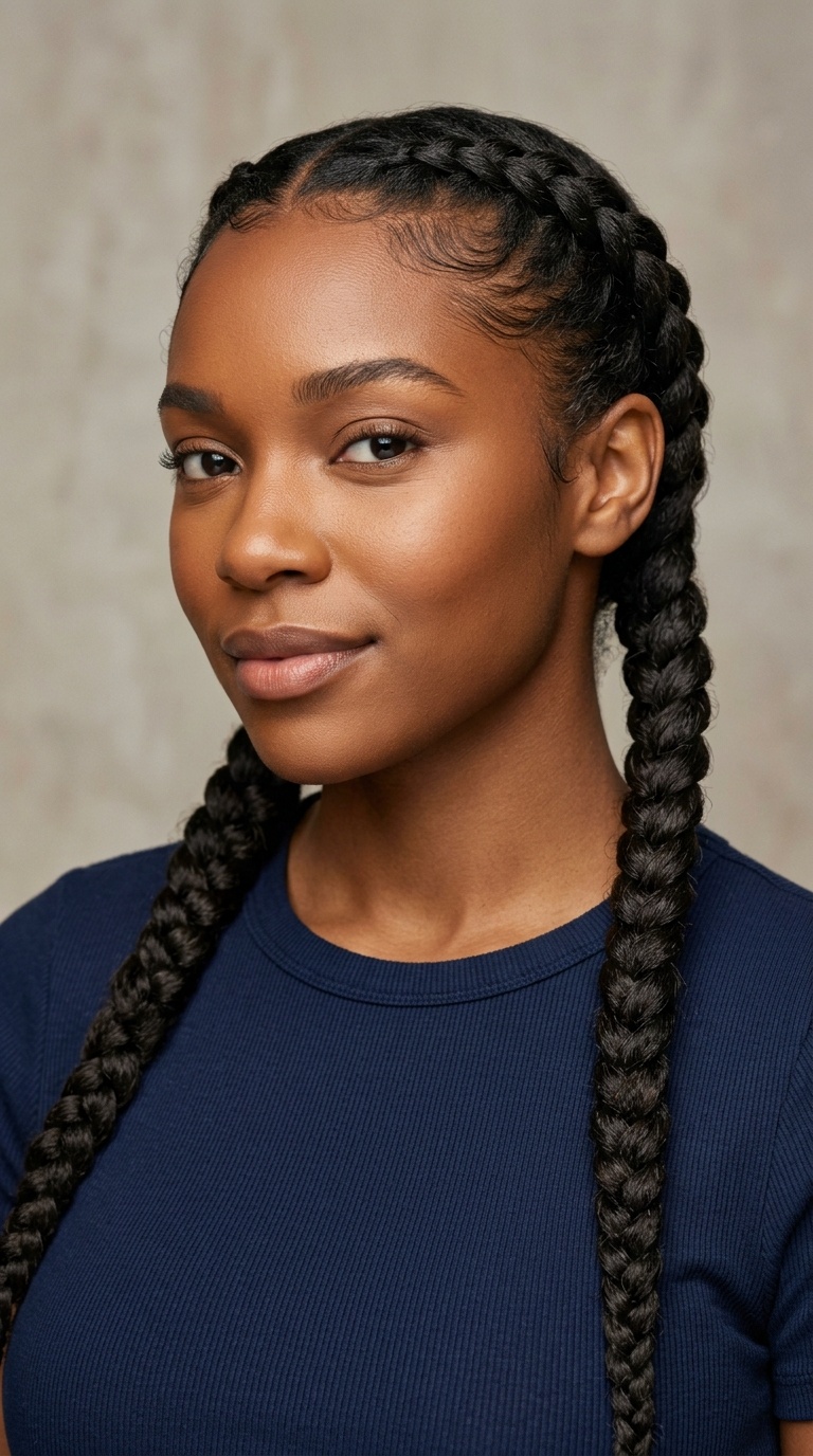 Classic Low Pigtail Braids