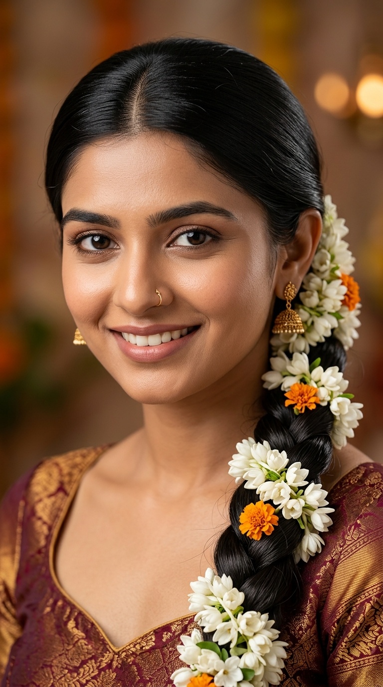 Classic Three-Strand Braid with Gajara