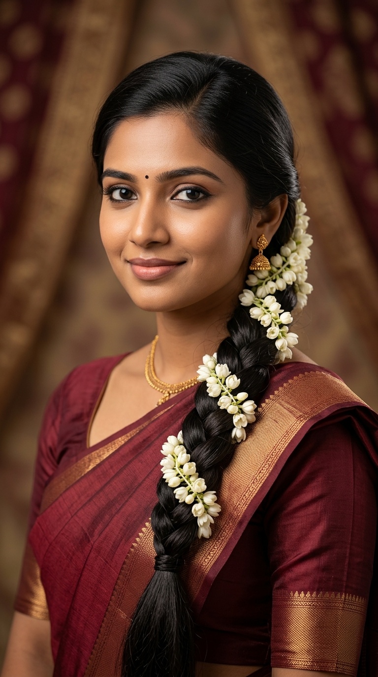 Classic Three-Strand Braid with Gajra