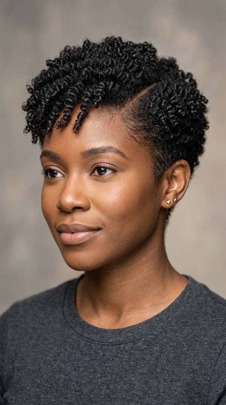 Coiled Pixie with Side Part