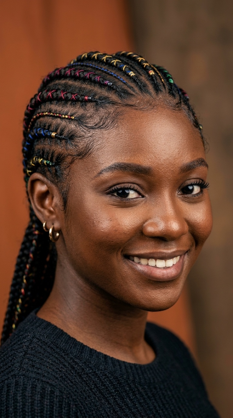 Colorful Accent Conroe Braids