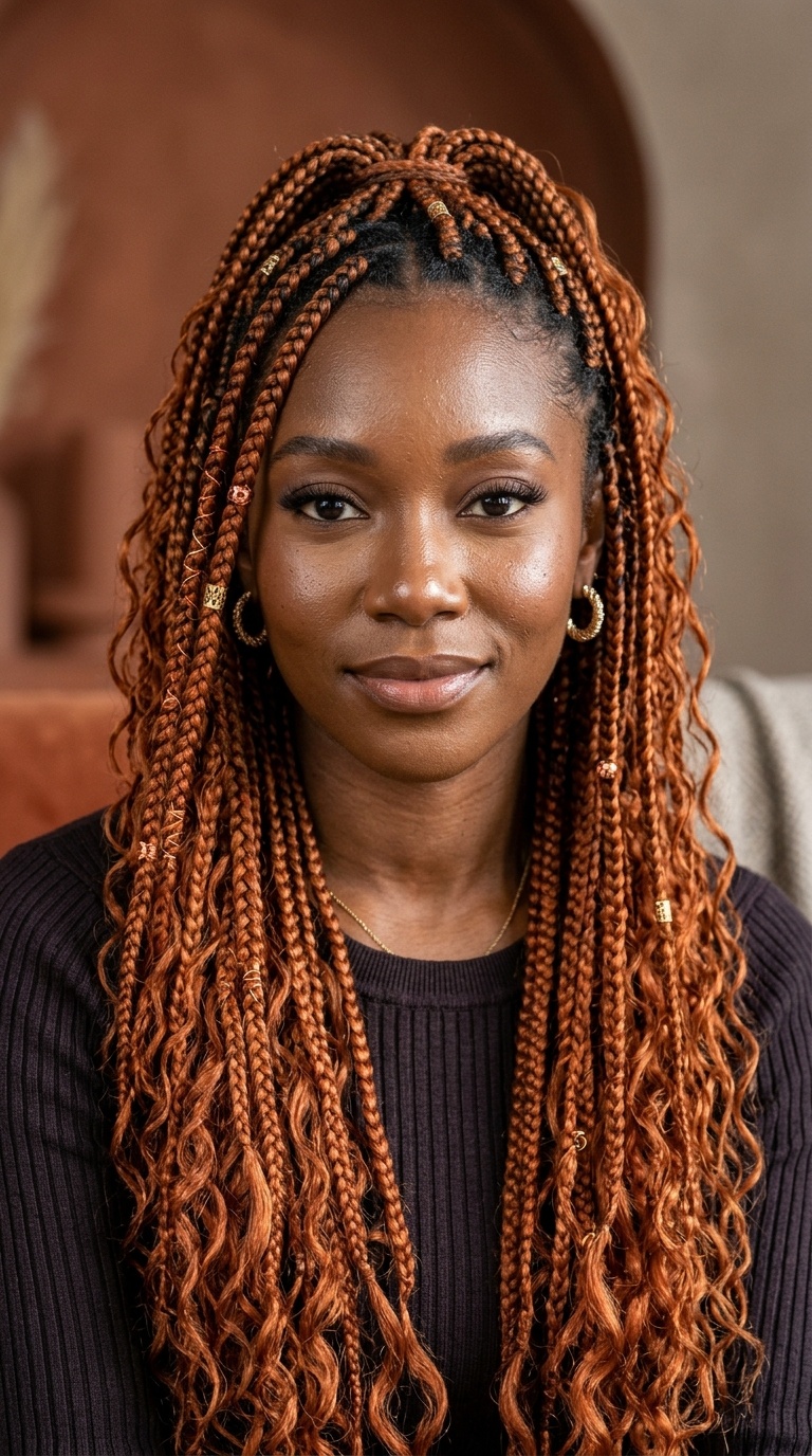 Copper and Ginger Goddess Braids