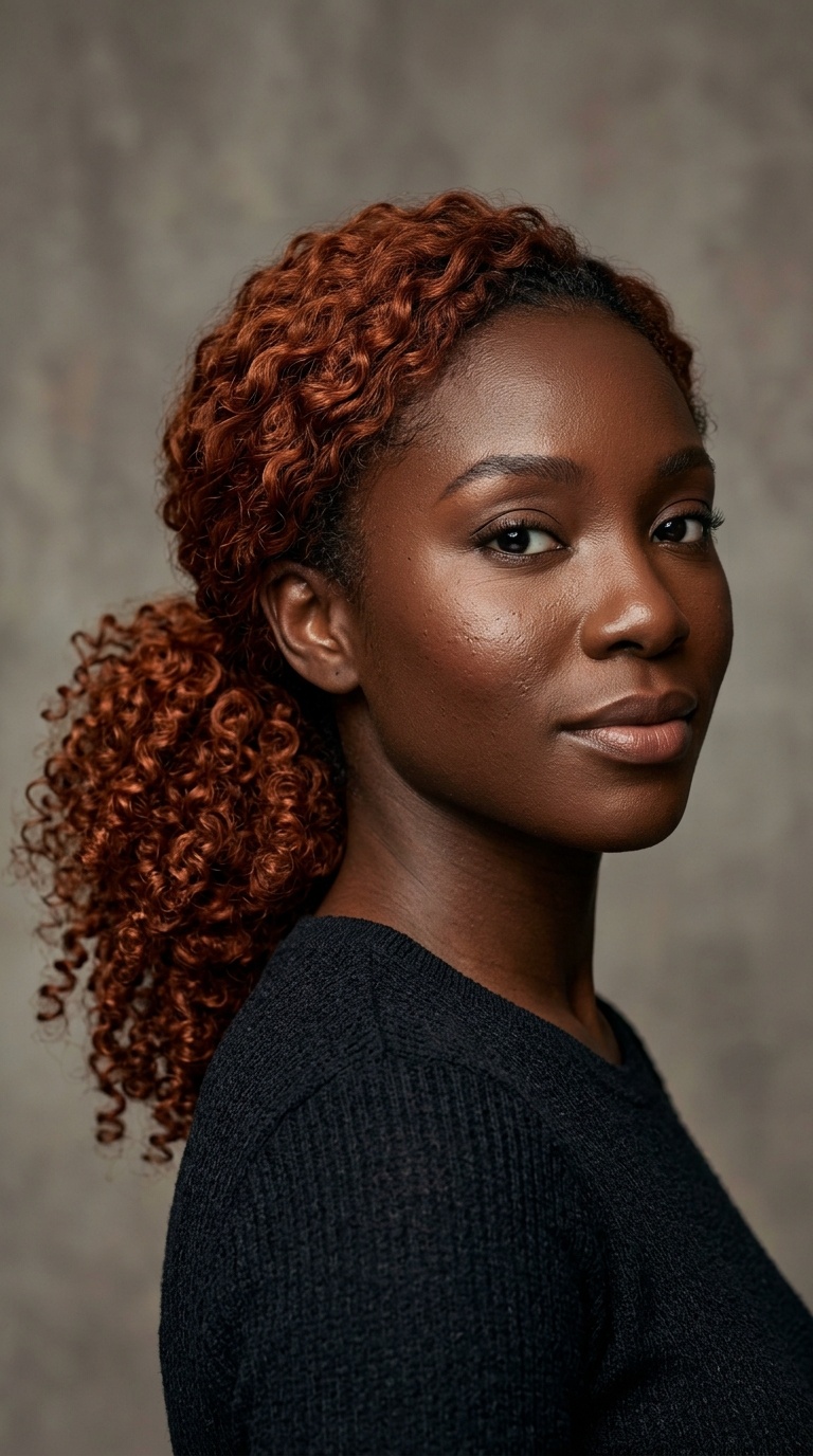 Copper Curly Low Ponytail