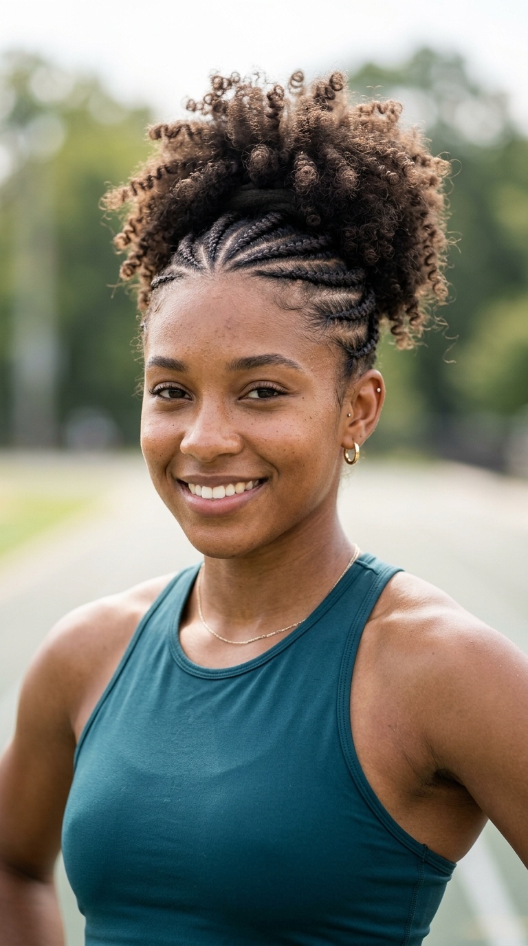 Cornrow-Accented High Puff