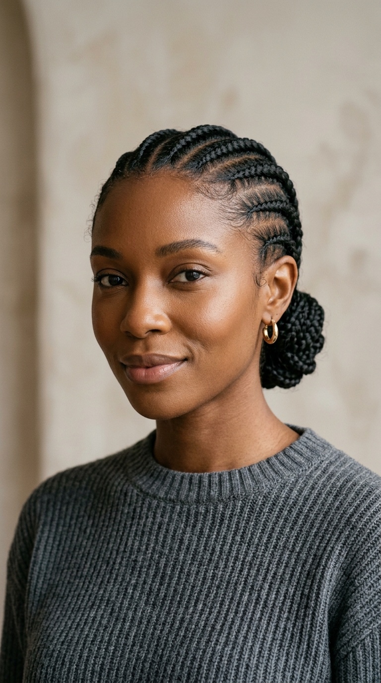 Cornrowed Low Bun