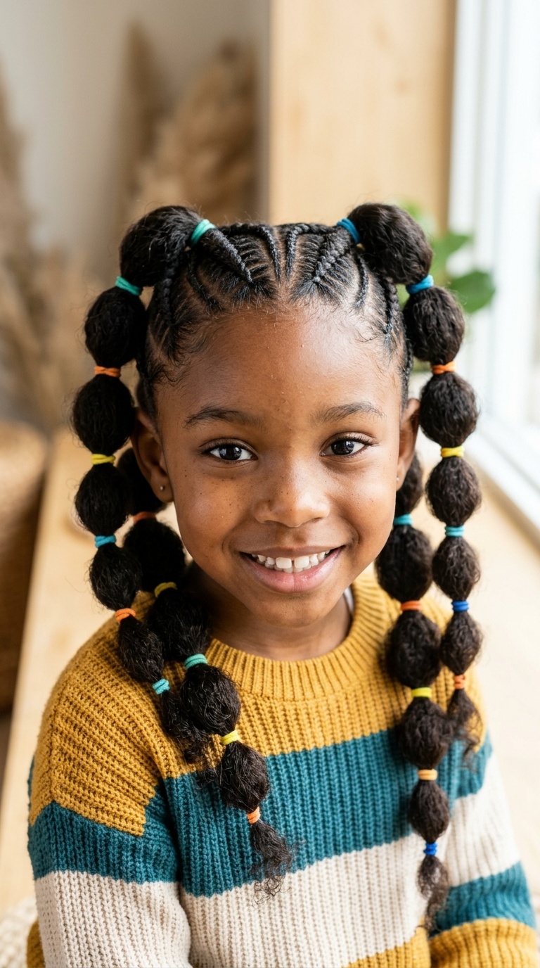 Cornrows with Bubble Ponytails