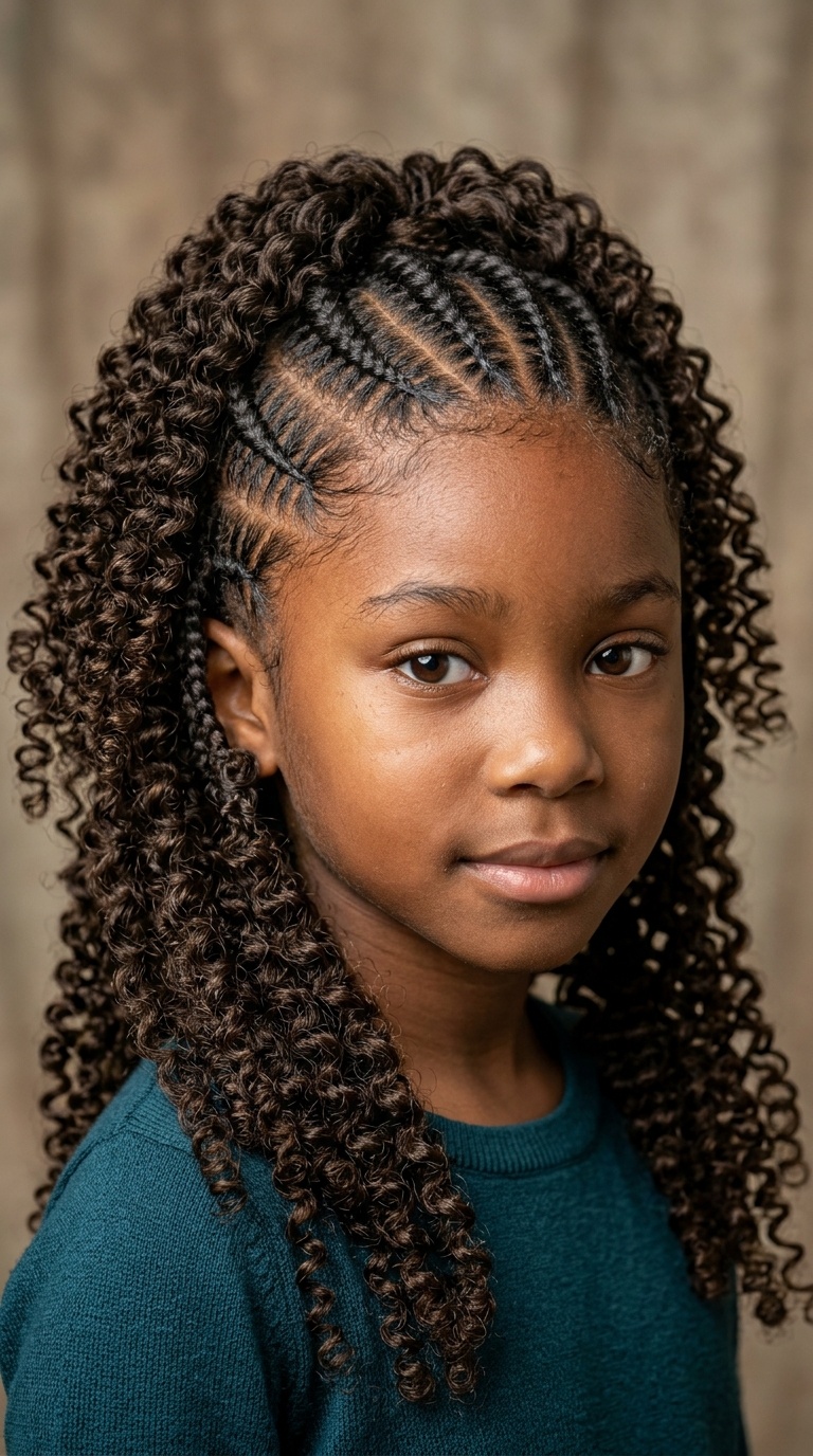 Cornrows with Curly Extensions