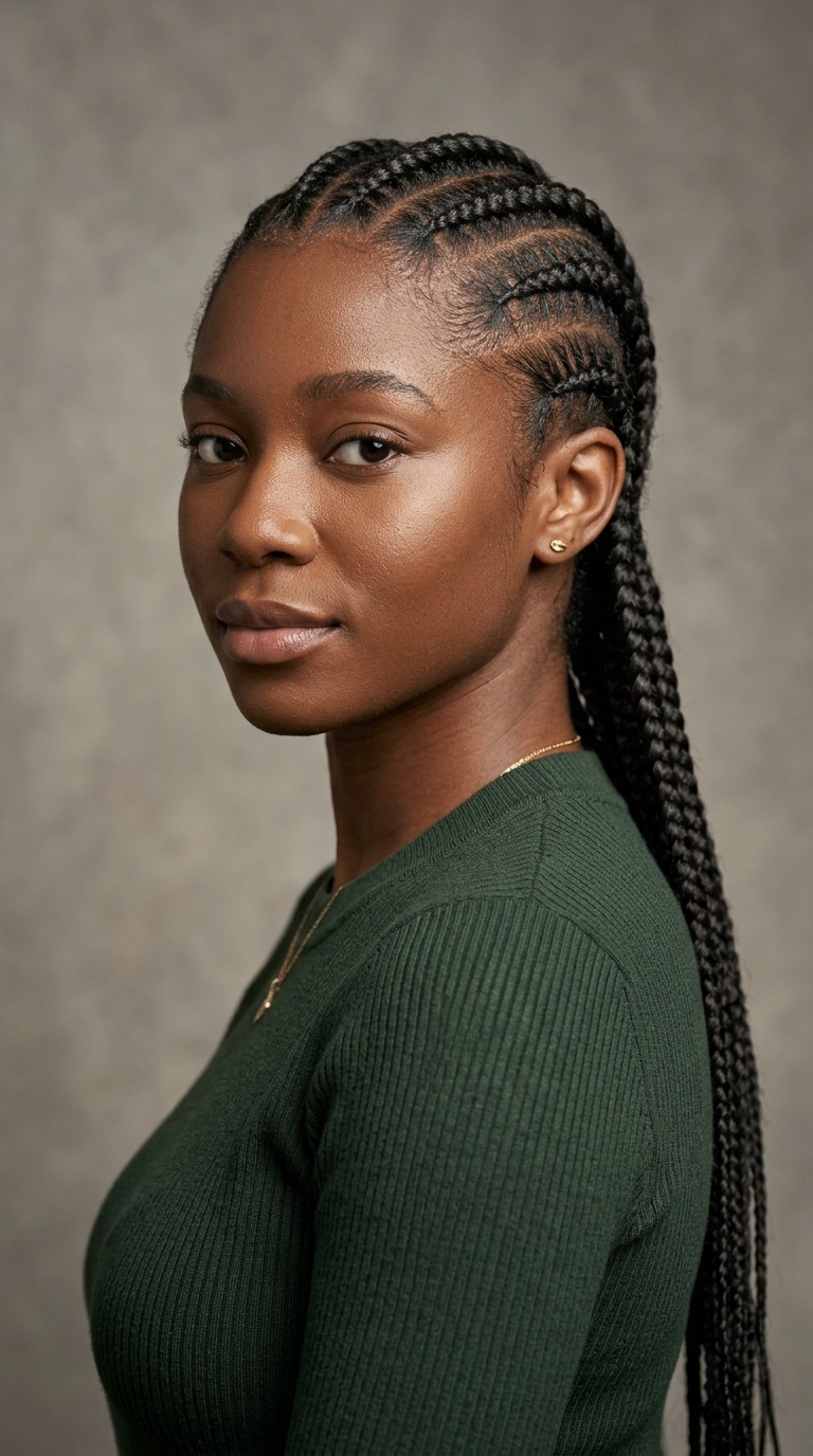 Cornrows with Feed-in Extensions