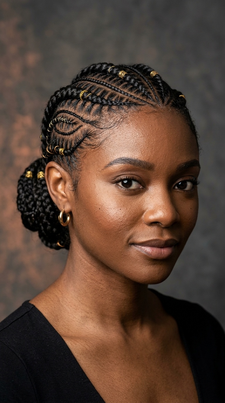 Cornrows with Ornate Patterns