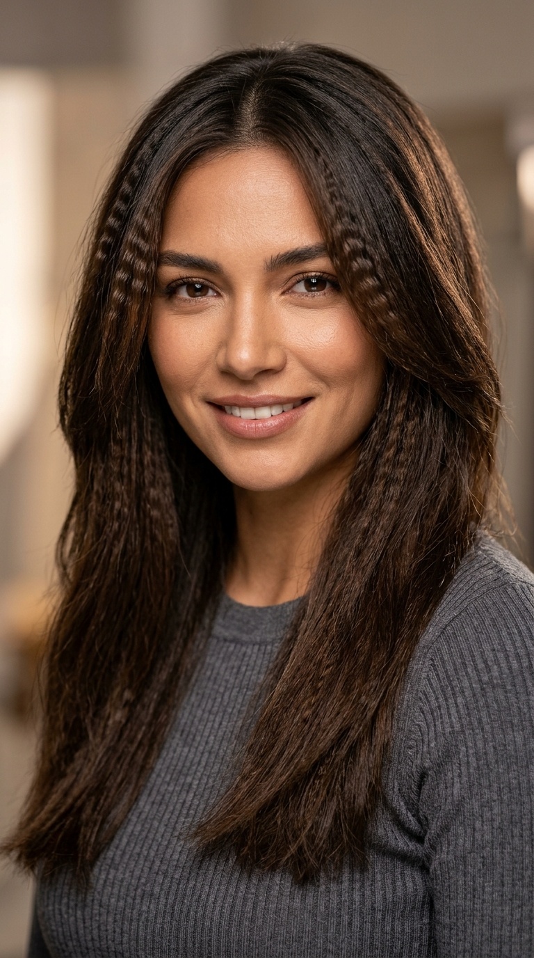 Crimped Face-Framing Tendrils