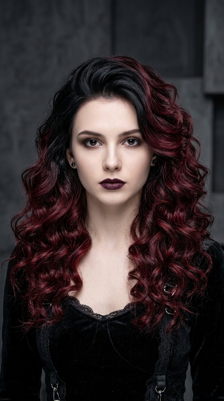 Crimson Ombre Gothic Waves