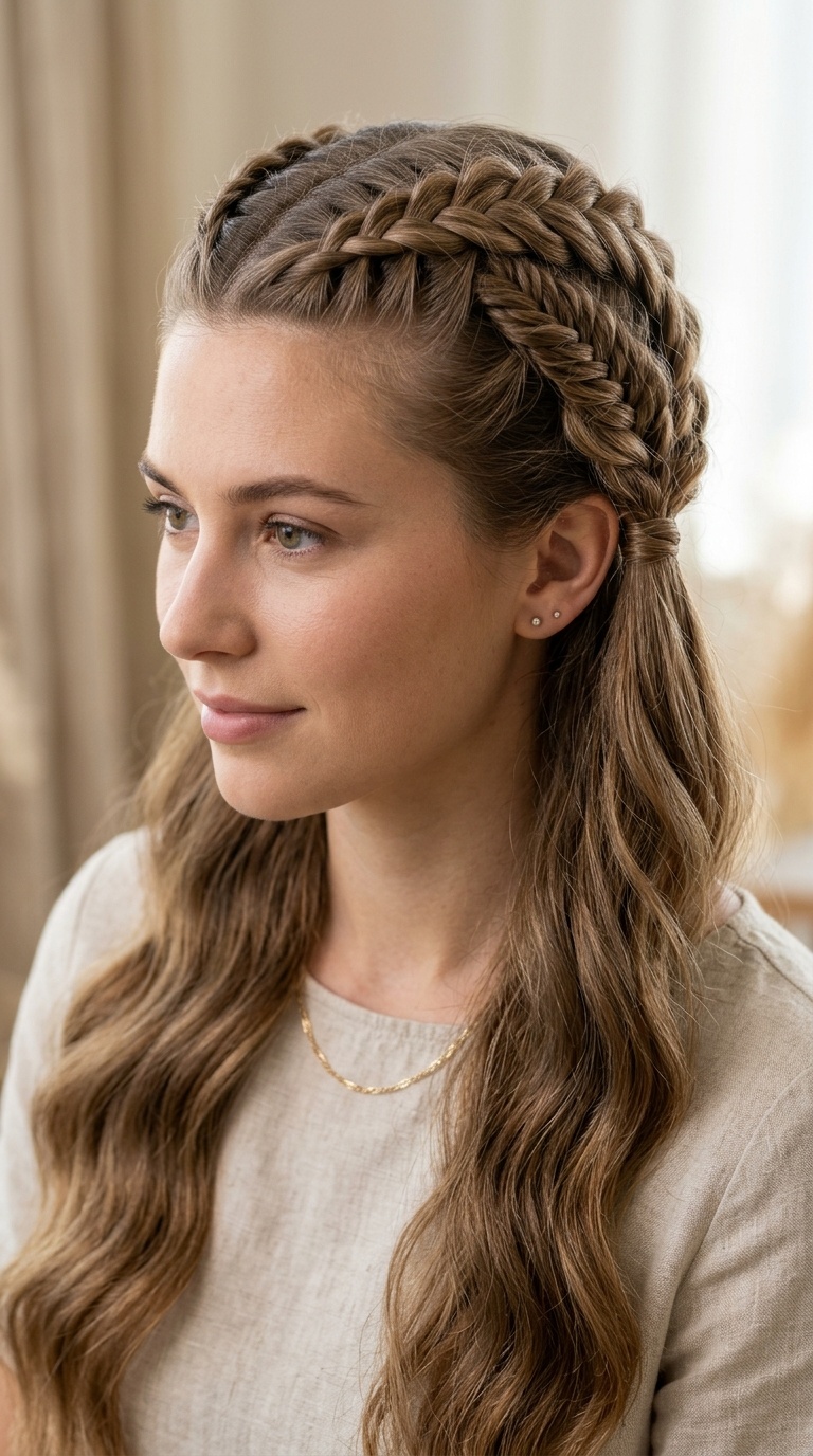 Criss-Cross Braided Half-Updo