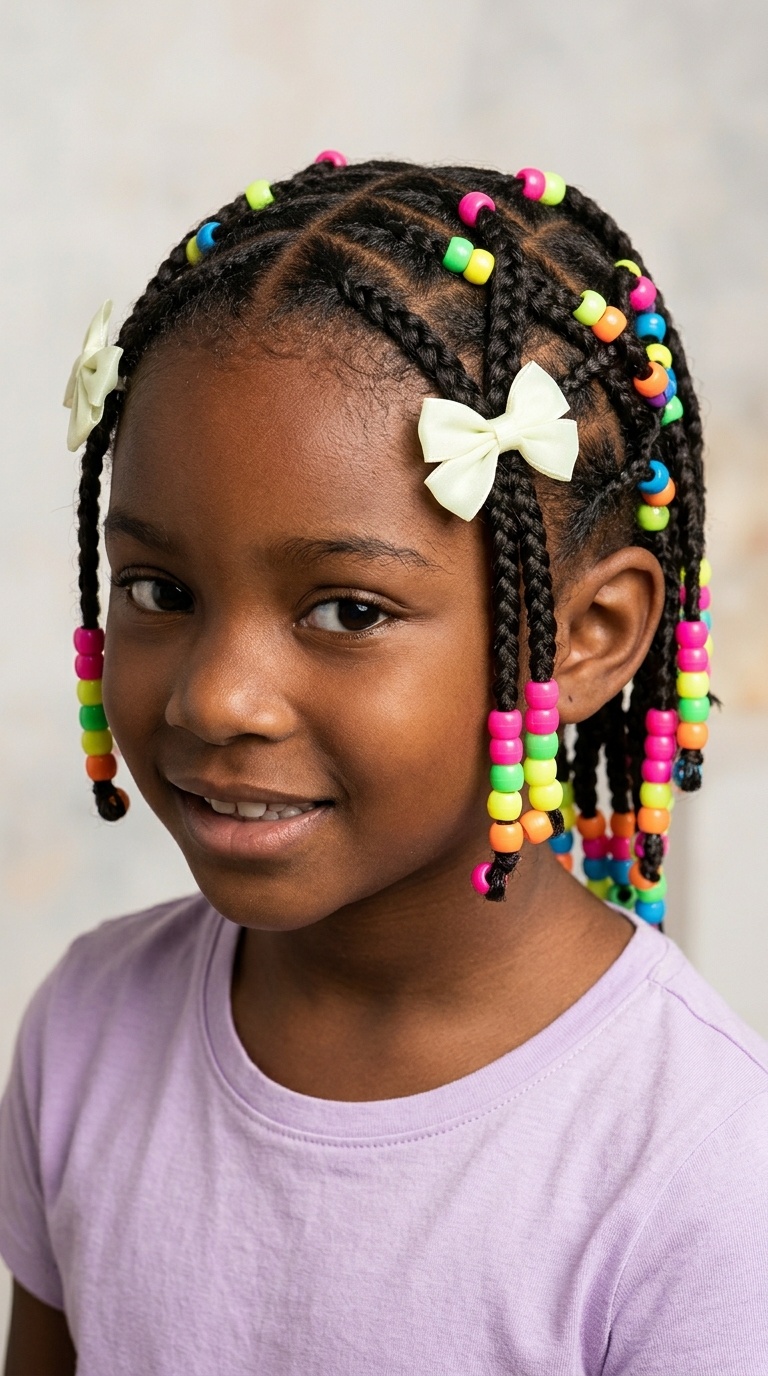 Criss-Cross Braided Pattern with Neon Beads and Glow-in-the-Dark Bows