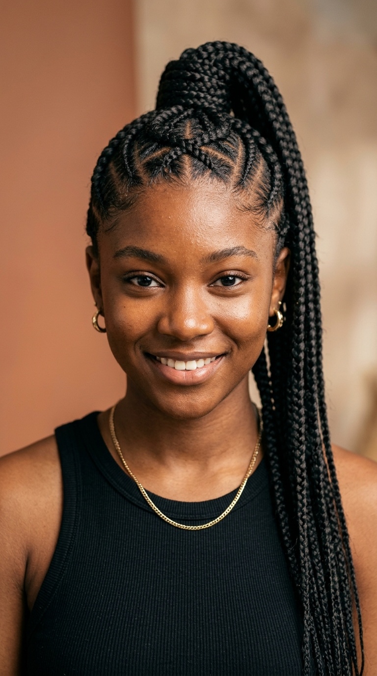 Criss-Cross Cornrows with Ponytail